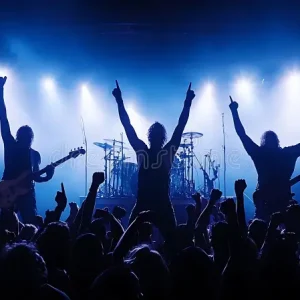band-performs-energetically-stage-crowd-dynamic-front-enthusiastic-capturing-excitement-energy-live-351928871